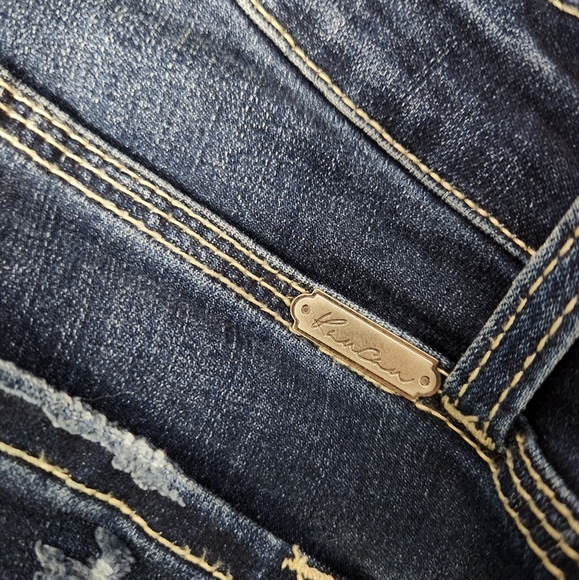 Kancan Holly Skinny Jeans Mid Rise Stretchy Denim Distressed Casual Dark Wash - Picture 8 of 11